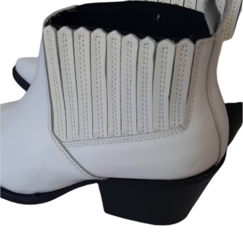 MNG WHITE LEATHER ANKLE BOOTS - Picture 3 of 11